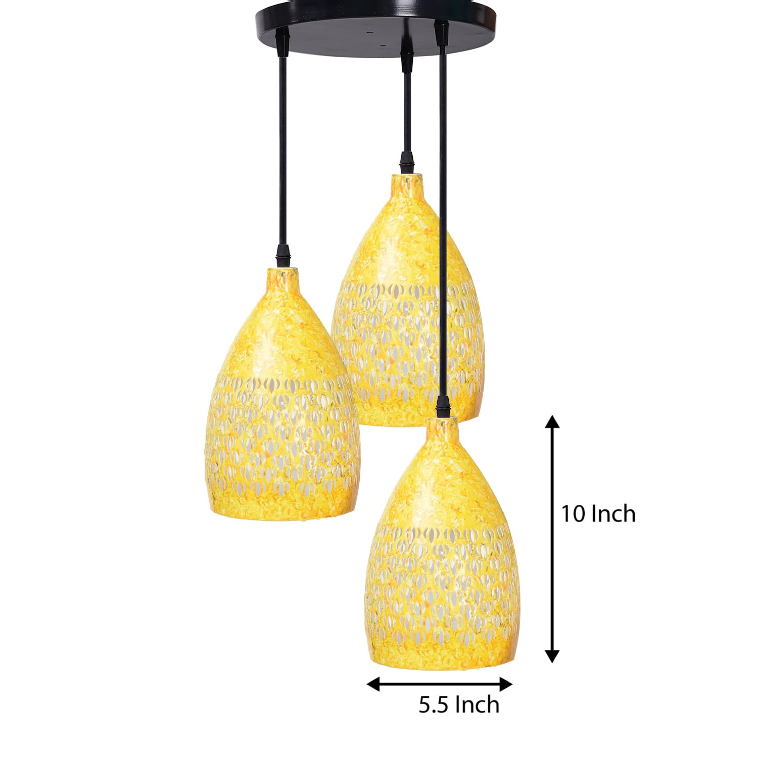 Buy TRIPPING Yellow Laser-Cut 3-Light Ceiling Pendant Jhoomer